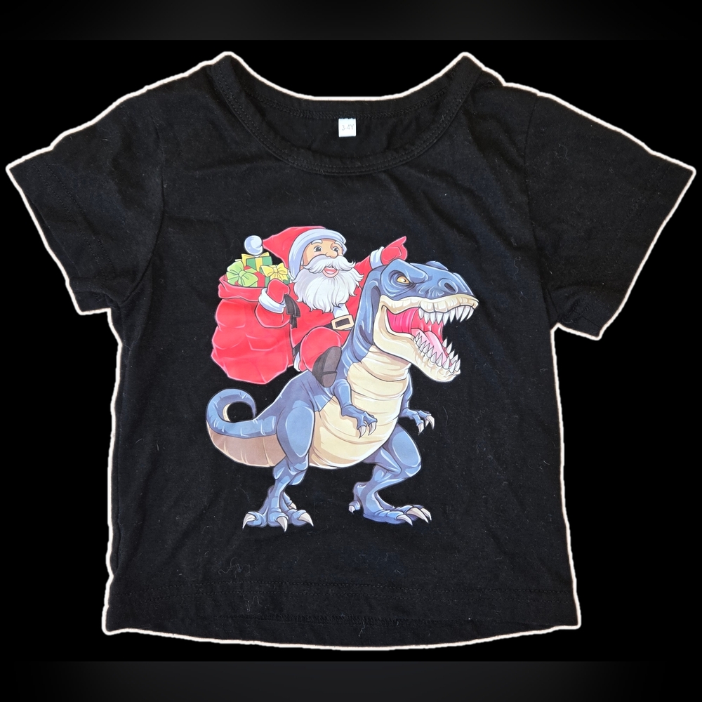 3T Santa Dinosaur T-Shirt